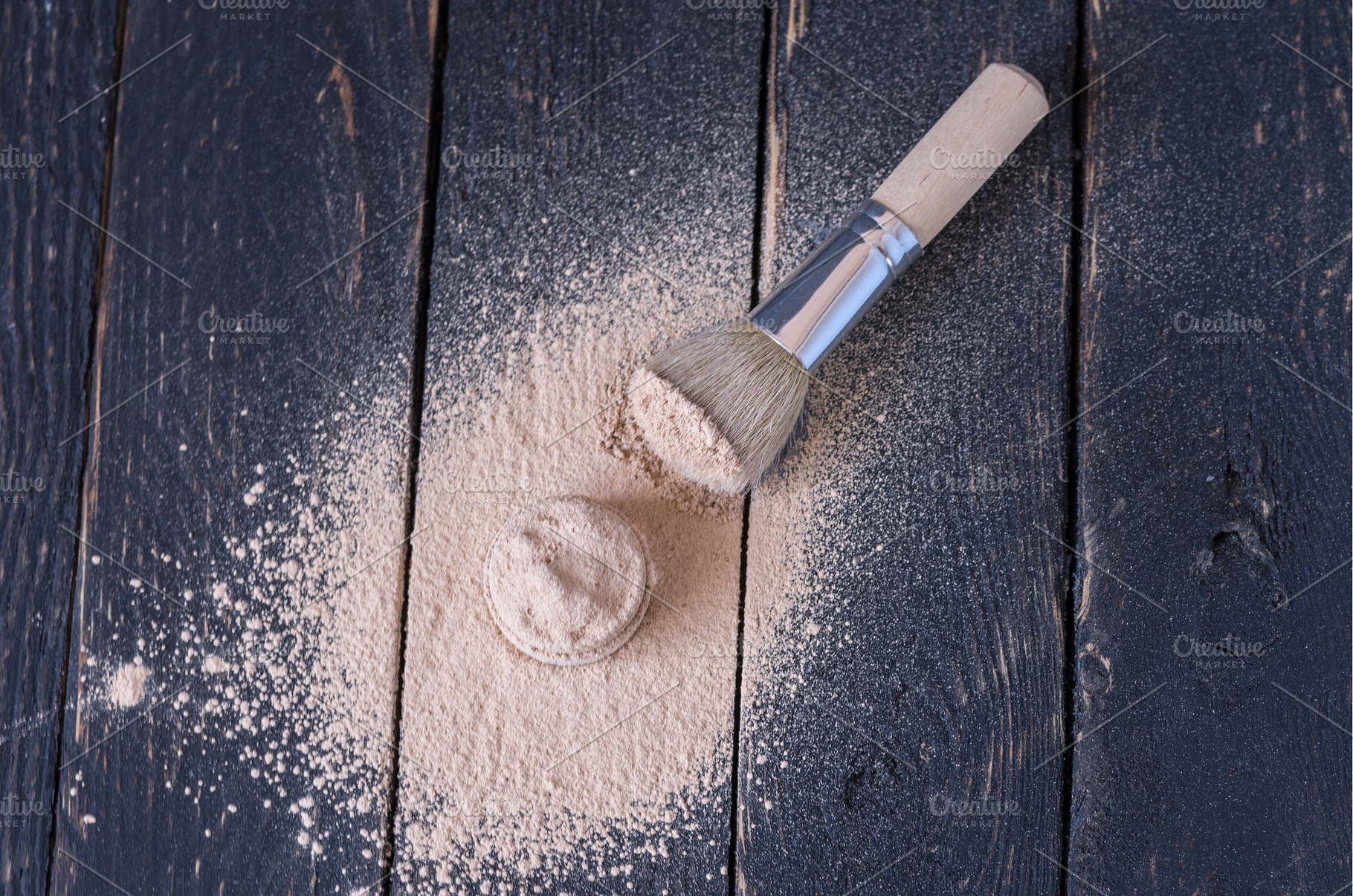 A jar of cosmetics with scattered, a Beauty & Fashion Photo by Stockphoto by vzwer