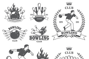 Set Of Vintage Bowling Logos Templat