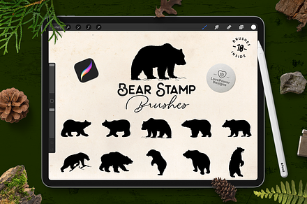 Bear Stamp Brushes for Procreate