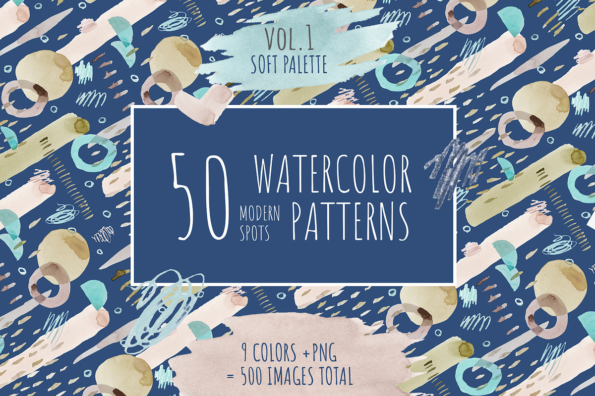 Watercolor patterns, a Pattern Graphic by ⚞ Kind Illustration ⚟ (Photo 1 of 6)