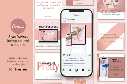 Rose golden Instagram Post Templates