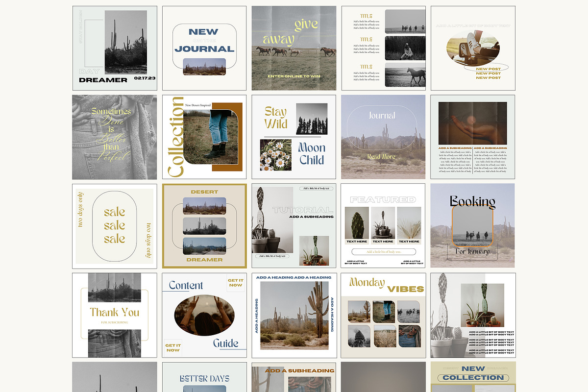 25 Canva Templates for Instagram, a Social Media Template by Wild Wander Collective (Photo 2 of 7)