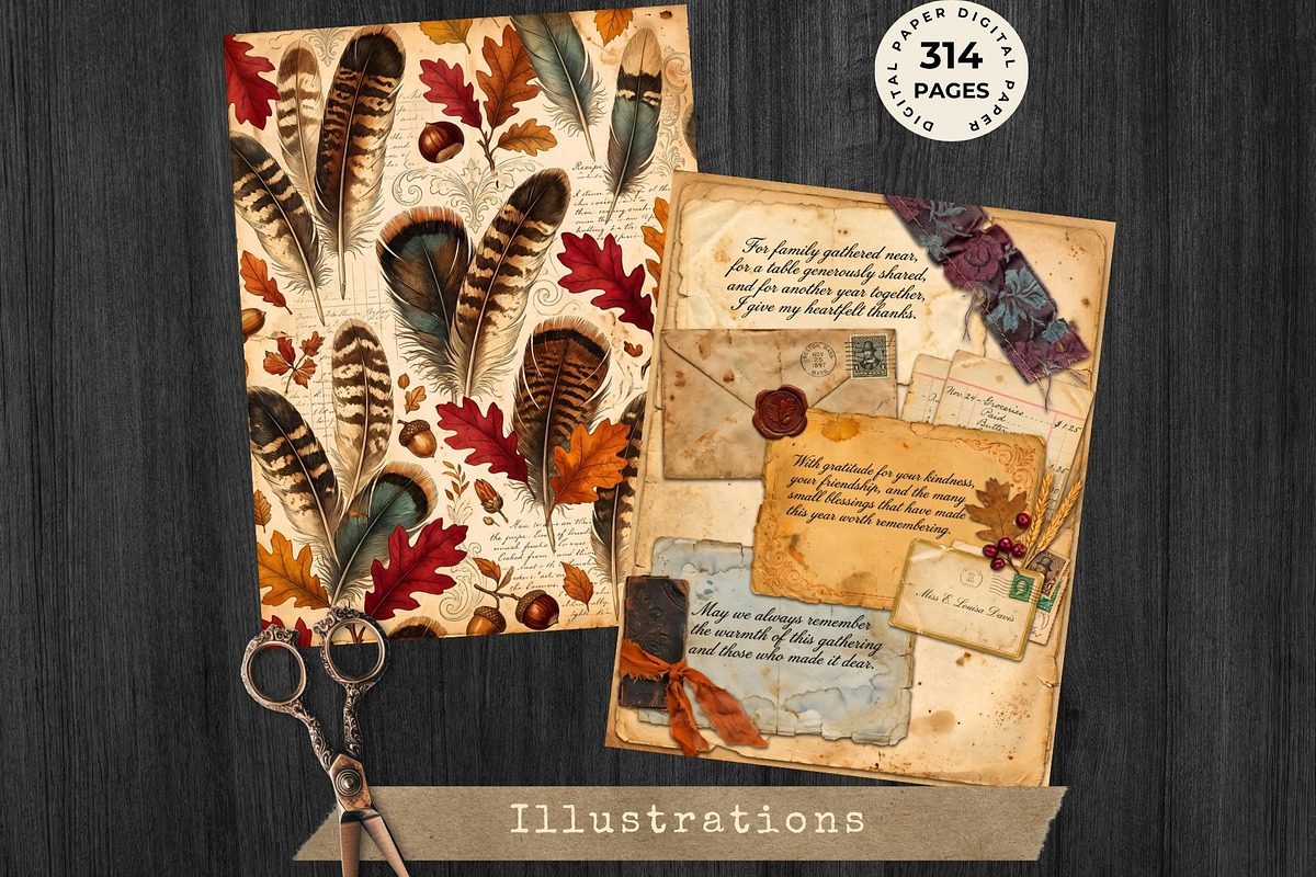 Thanksgiving junk journal Kit, an Object Graphic by ThatsDesignArt (Photo 7 of 21)