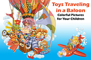 Traveling by plane and balloon, an Animal Illustration by Adamskyistudio (Thumbnail 1 of 5)