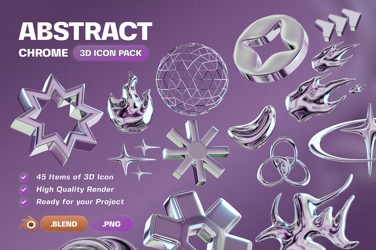 Abstract Chrome 3D Icon Pack, an Object 3D Model by Haps Space (Photo 1 of 4)