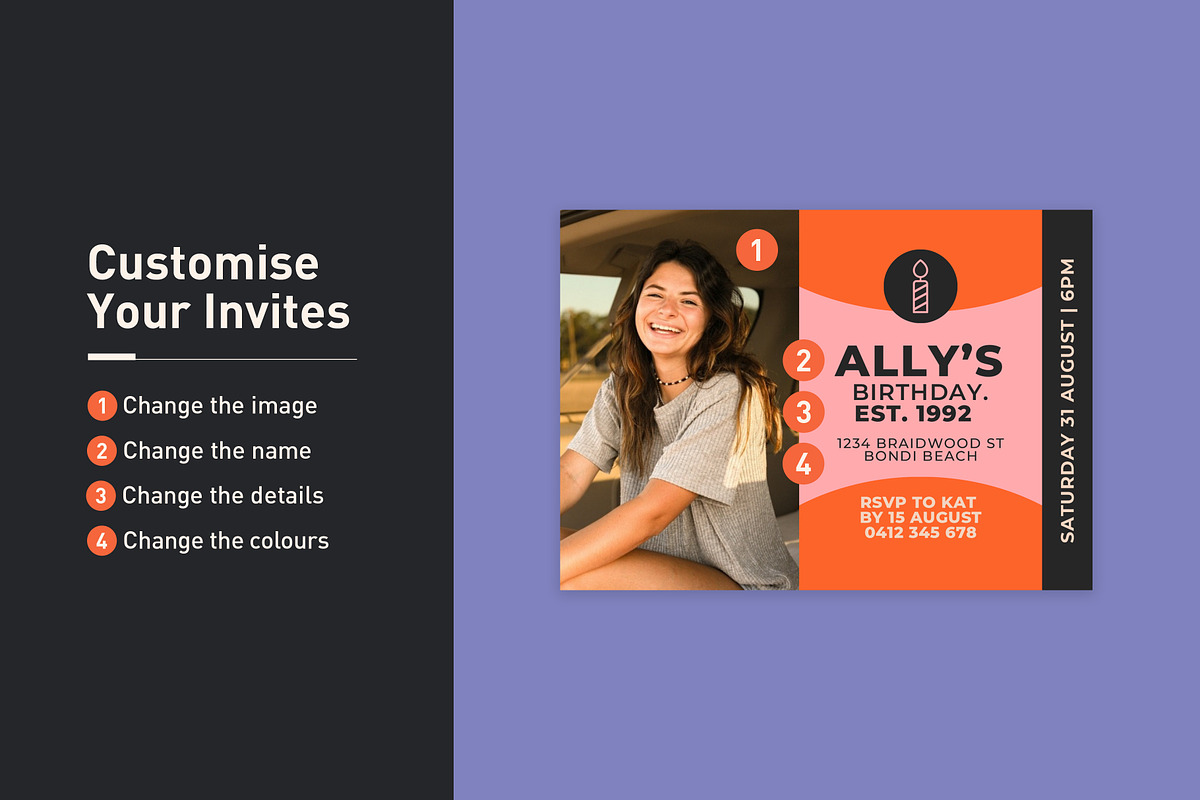 Ally Birthday Invitation, an Invitation Template by Mountain Folk Creative (Photo 3 of 7)