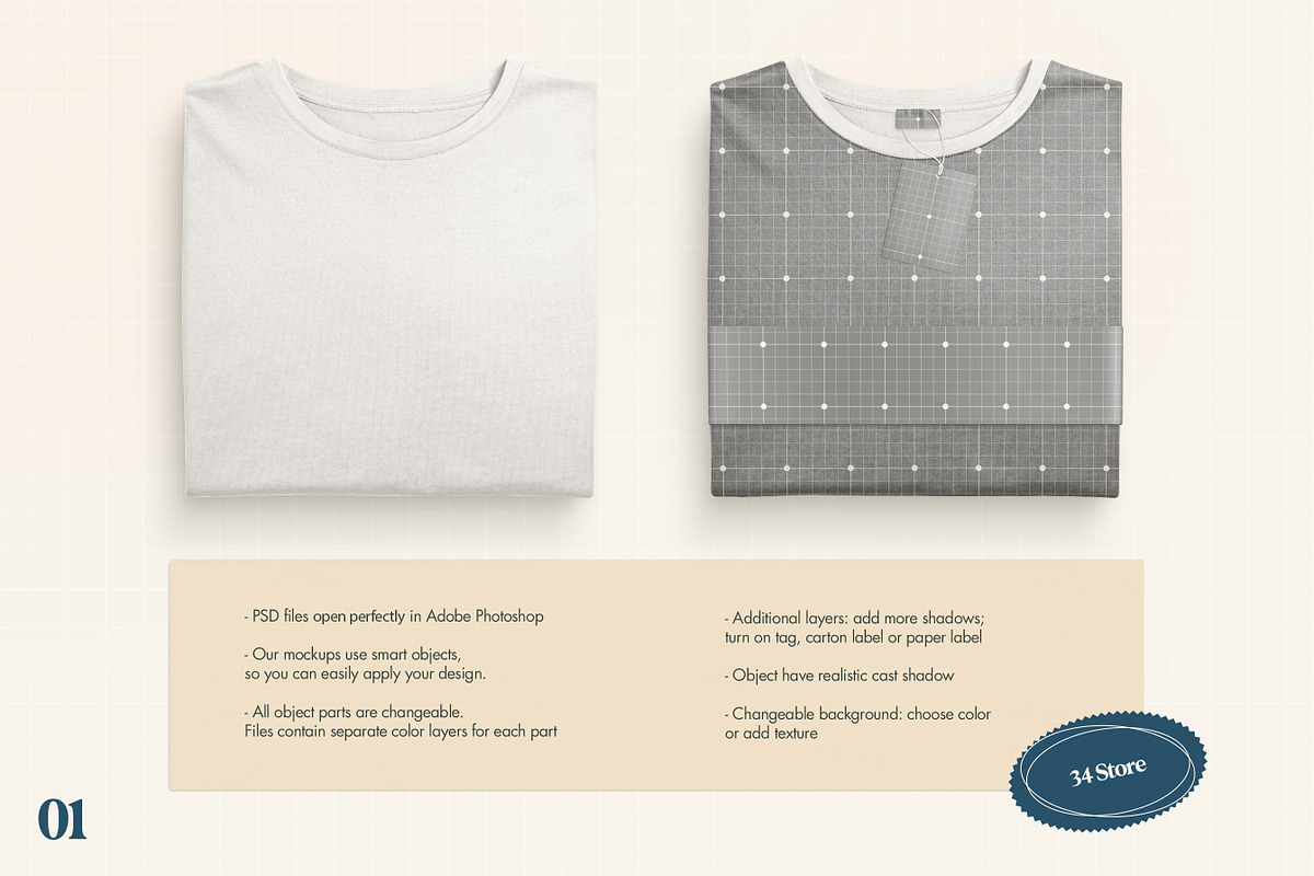 Folded T-Shirt PSD Mockup, a Shirt Mockup by 34store (Photo 2 of 5)