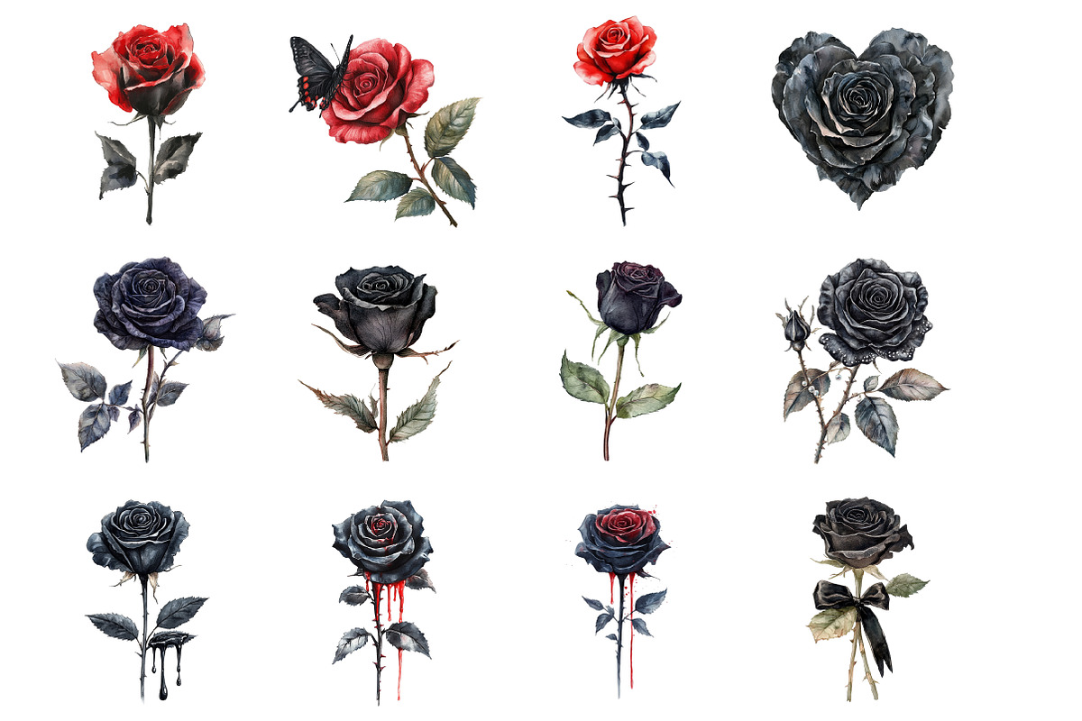 Valentine Black and Red Gothic Rose, an Illustration by Design Market (Photo 2 of 3)