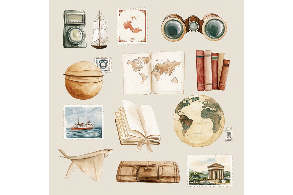 Prompt Vintage Travel Clipart, a Transportation Illustration by Creative design (Photo 5 of 7)