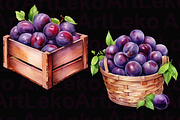 Plums Watercolor Clipart, a Food Illustration by LekoArt (Thumbnail 8 of 10)