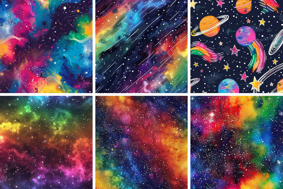Rainbow Painted Galaxy Patterns, a Pattern Graphic by PrintablesByFranklyn (Photo 3 of 4)