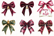 Christmas Bow Clipart, an Illustration by OK Design (Thumbnail 2 of 5)