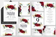 Wedding Invitation Suite - Burgundy, an Invitation Template by Azka Creative (Thumbnail 1 of 5)