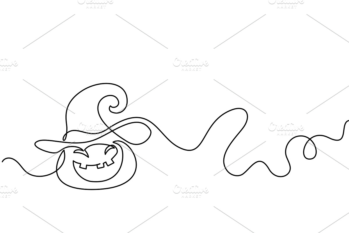 Creepy pumpkin wearing hat, a Decorative Illustration by Valenty