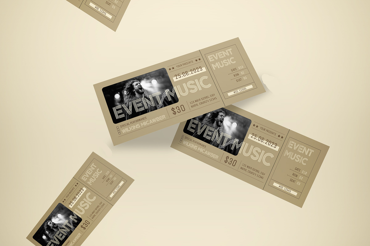 Ticket Event Music, a Card Template by graphicook (Photo 3 of 3)