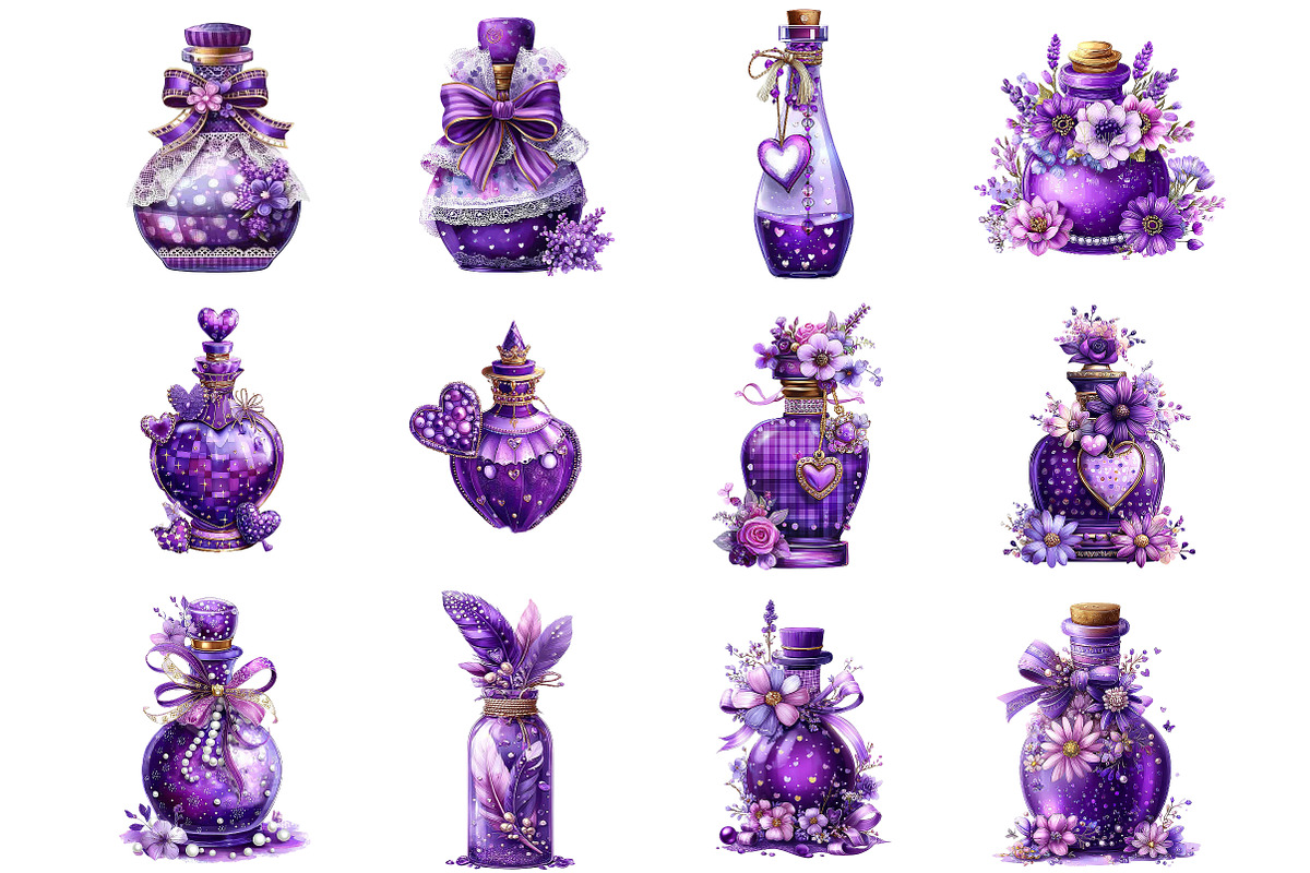 Purple Romantic Gift Bottles Clipart, an Illustration by DreamArtGraphic (Photo 4 of 5)