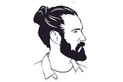 Hand Drawn Man With Beard, a Person Illustration by Black White Mouse Design (Thumbnail 1 of 3)