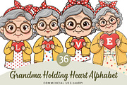 Grandma Holding Heart Alphabet Bundl, an Illustration by DreamPrint404 (Thumbnail 1 of 7)