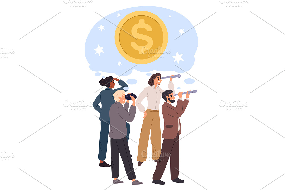Men and women looking for ways to, a Finance Illustration by Vectorbuum