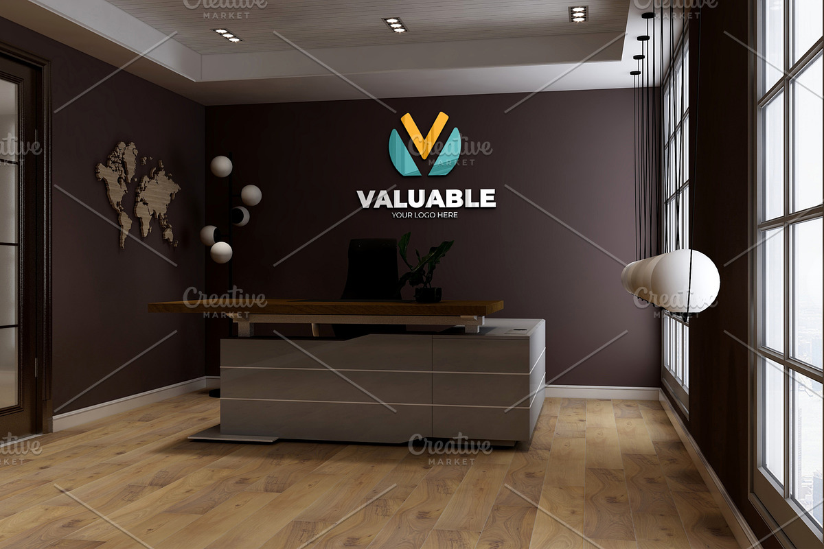 Cafe & Office Scene Wall Logo Mockup, an Advertising Mockup by Ayy (Photo 8 of 18)