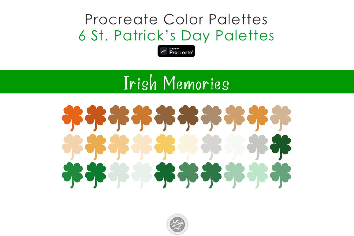 St Patrick's Day color palette for Procreate