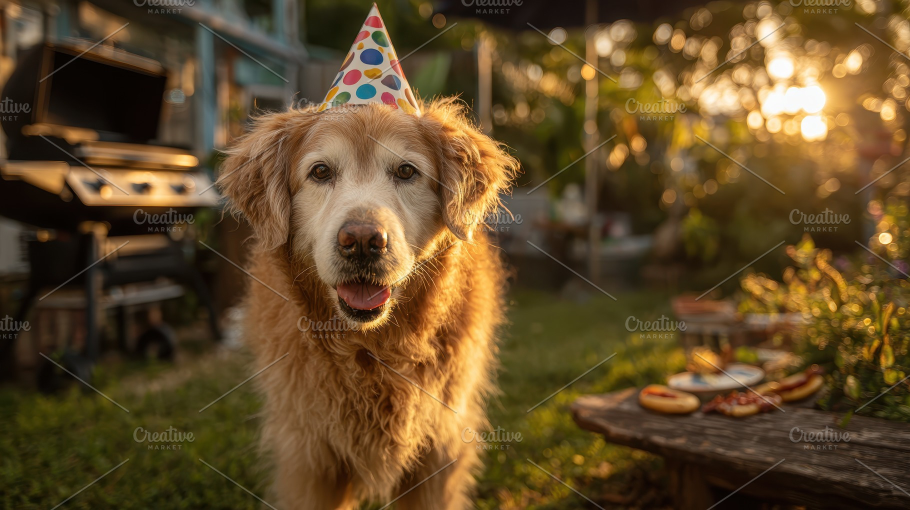 Golden Retriever Birthday Party Gril, a Photo by Pixeness Studio