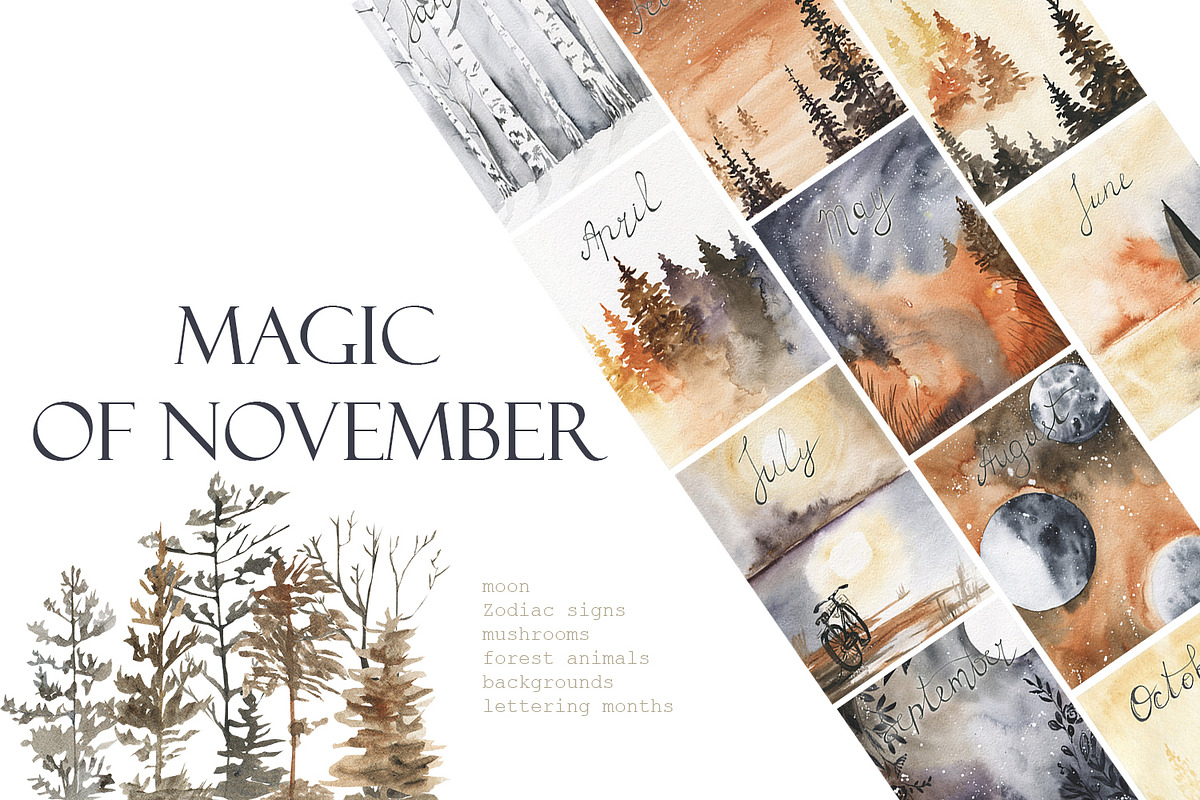 Magic of november, an Animal Illustration by Love Watercolor Store (Photo 1 of 12)