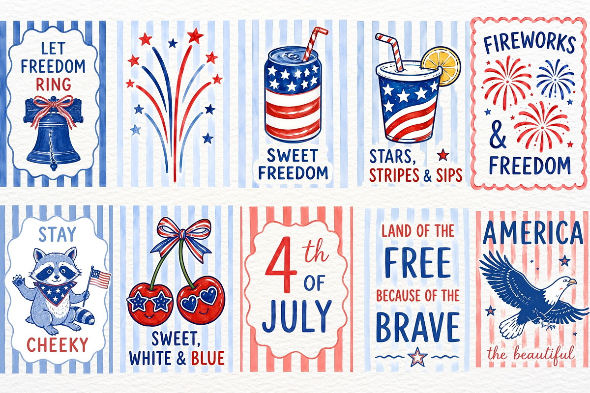 Independence Day 4th of July Clipart, a Seasonal Illustration by SugarCloudStudioArt (Photo 3 of 4)