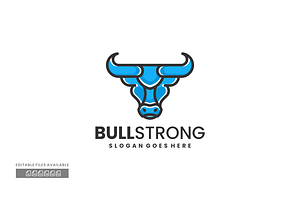 Bull Strong Line Art Logo, a Branding & Logo Template by ivan_artnivora