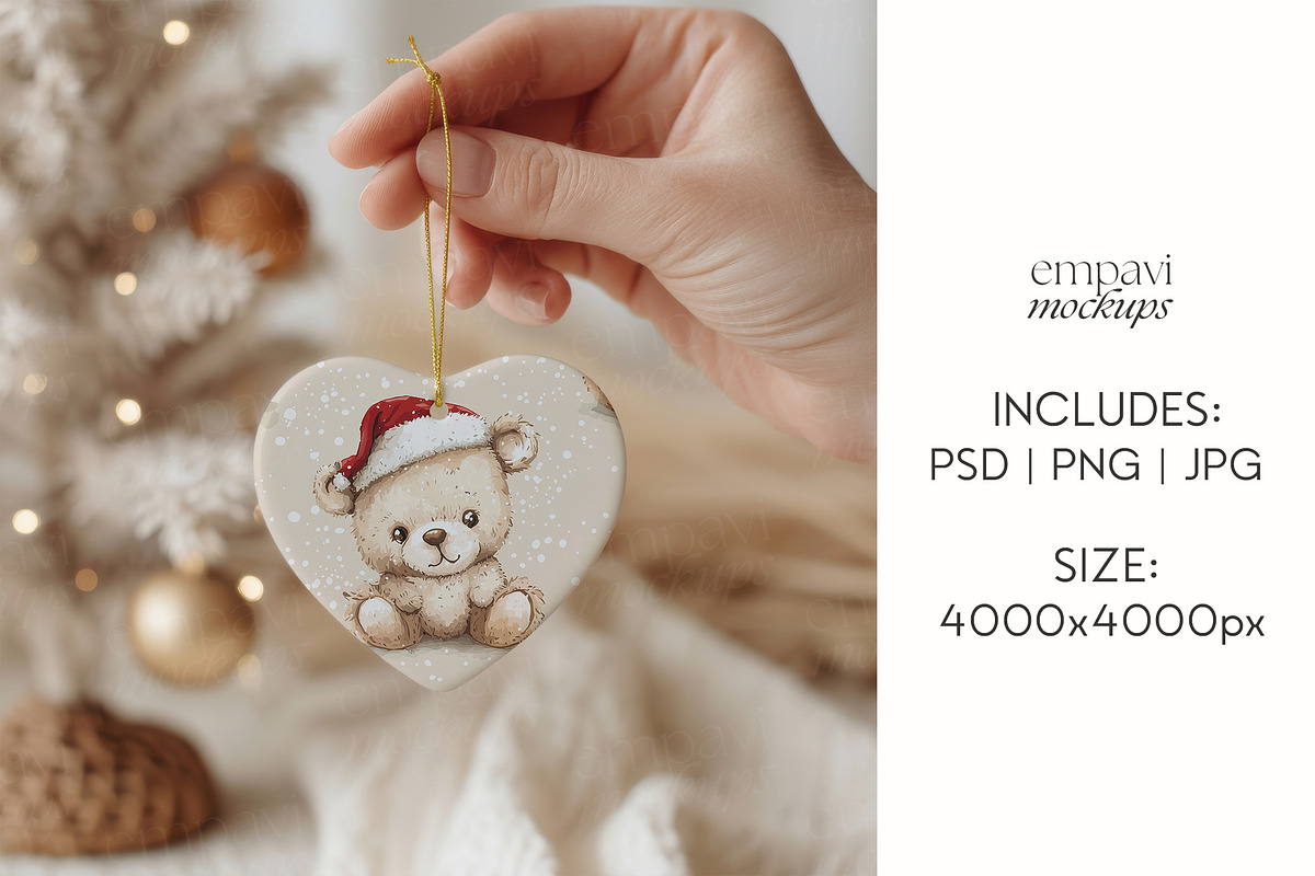 Ceramic Heart Ornament Mockup, a Merchandise Mockup by EmpaviMockups (Photo 6 of 8)
