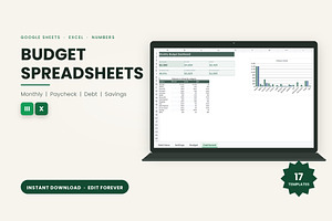 Budget Spreadsheet Bundle, a Stationery Template by Adored Templates