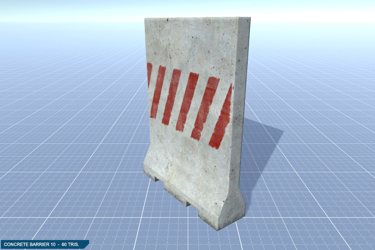 16 Concrete Barriers - Big Pack, an Environmental 3D Model by 3DCaster (Photo 25 of 34)