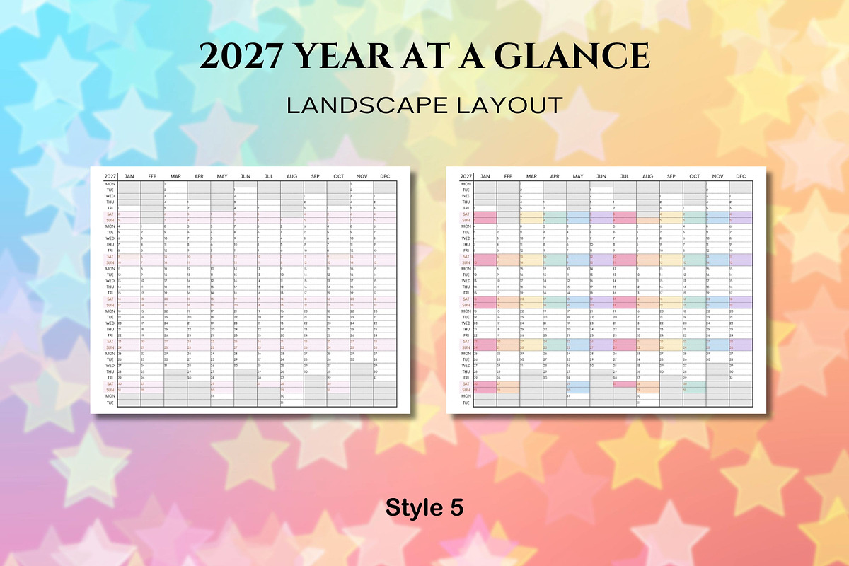 2027 Yearly at a Glance - Canva, a Templates & Theme by Adalin Shop (Photo 6 of 12)