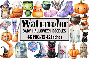 Baby Halloween Doodles, an Illustration by Design Market