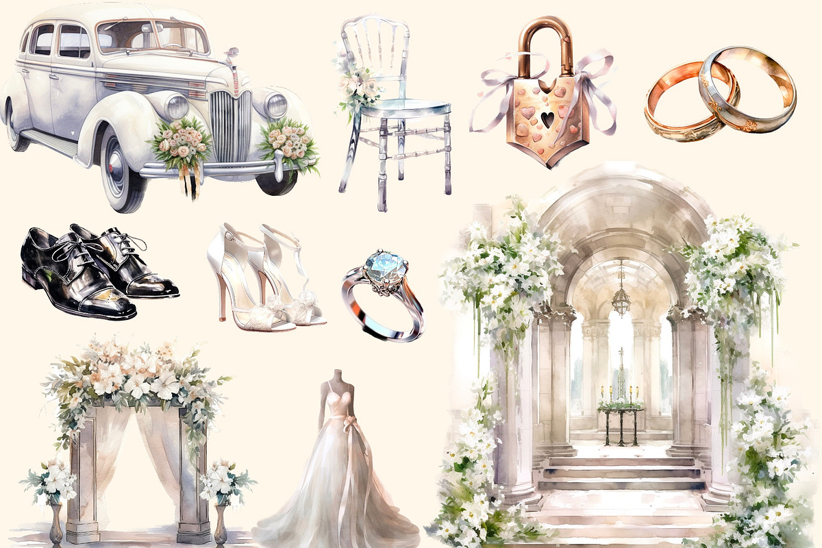 Luxury wedding Watercolor clipart, a Person Illustration by Hello My Print (Photo 6 of 9)