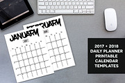 Planner Calendar 2017 &amp; 2018 | Stationery Templates ~ Creative Market