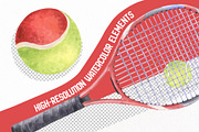 Tennis Academy Watercolor Collection, a Sport Illustration by WatercolorElena (Thumbnail 3 of 13)