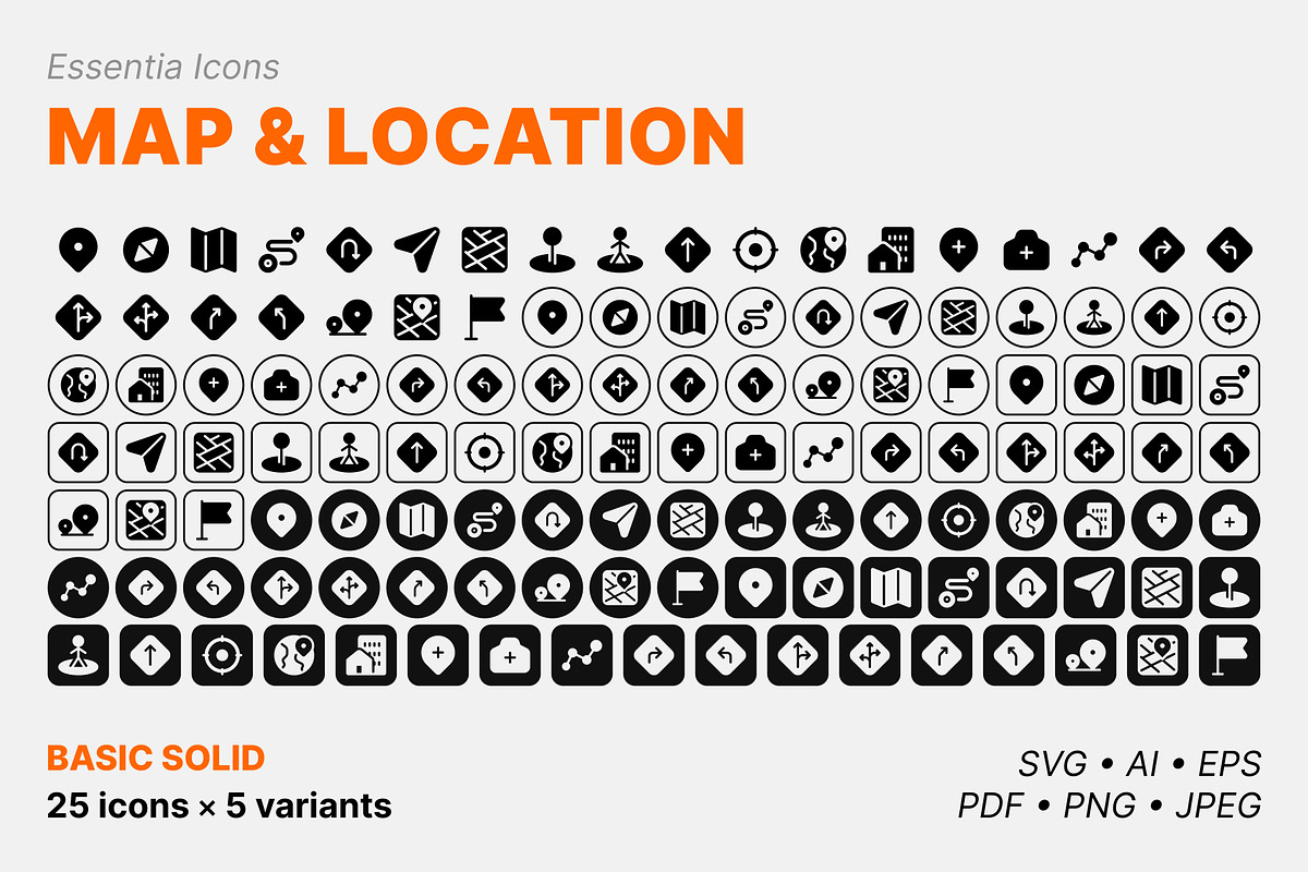 Map & location icons (Solid), a Solid Icon by Totto House (Photo 2 of 3)