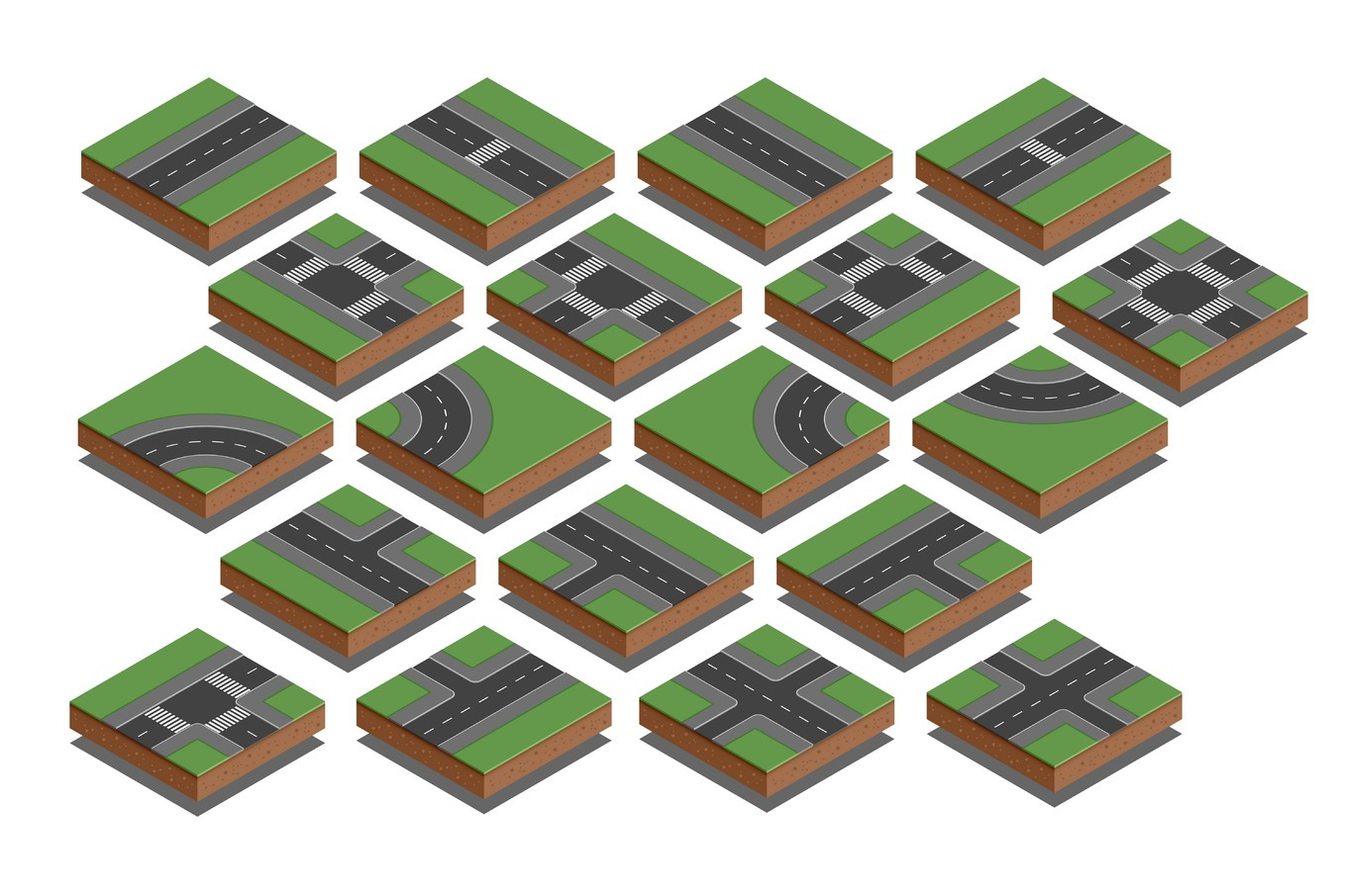 Road elements. City map creation kit. Isometric vector illustrat, an ...