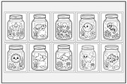 Sea Animal in a Jar Coloring Pages, an Animal Illustration by Lamia Emad (Thumbnail 3 of 5)