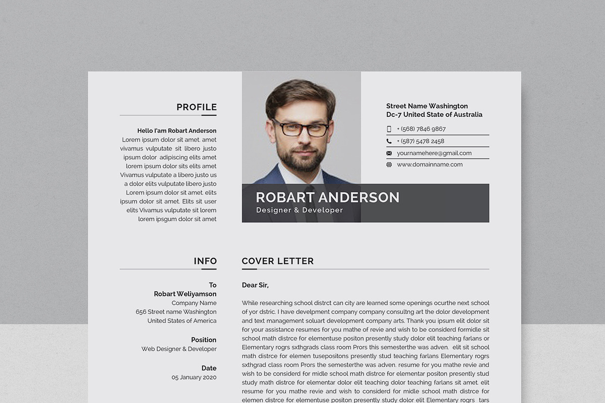 Modern Resume/CV Template, a Resume Template by Proper_media (Photo 4 of 5)