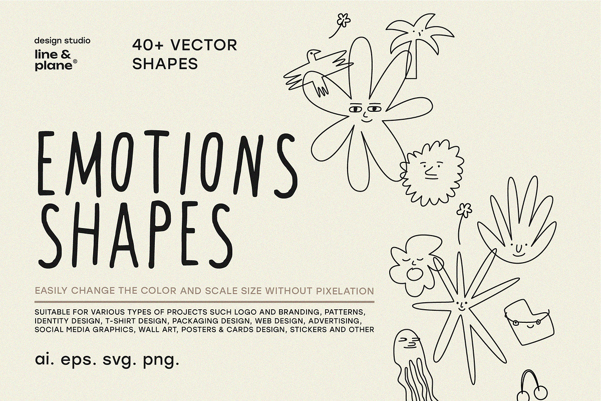 Emotions Line Illustrations 40pieces, an Object Graphic by line & plane (Photo 1 of 6)