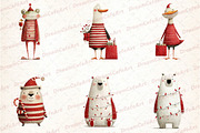 Funny Christmas Animals Clipart, an Illustration by DreamCafeArt (Thumbnail 3 of 8)