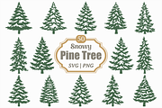 Snowy Pine Tree SVG PNG Bundle, a Seasonal Illustration by Kusumaillustration (Thumbnail 1 of 14)