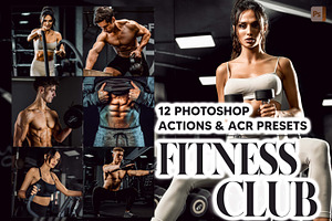12 Fitness Club Photoshop Actions, an Action Add-On by Hue Palettte Studio