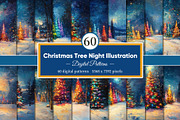 Christmas Tree Night Illustration, a Decorative Illustration by Housui Patterns (Thumbnail 1 of 9)