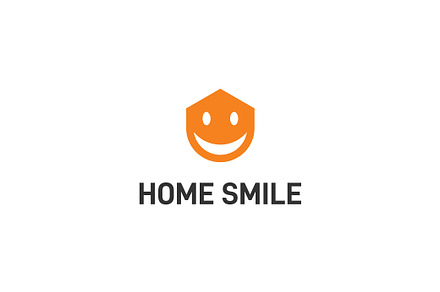 Home with smile face logo design