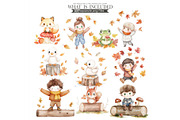 Fall Clipart Autumn Watercolor PNG, an Illustration by CharmClipart (Thumbnail 6 of 10)