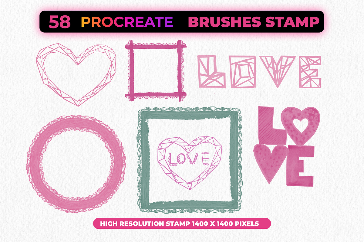 85 Romantic Brush Stamps Procreate, a Brush Add-On by Graphics Resources (Photo 8 of 11)