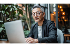 Asian businessman working on a, a Person Photo by Sergey Kotenev